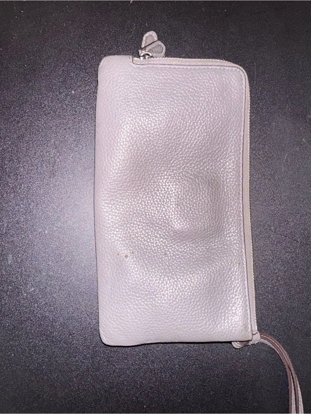Coach Pebbled Leather Wristlet - Light Gray